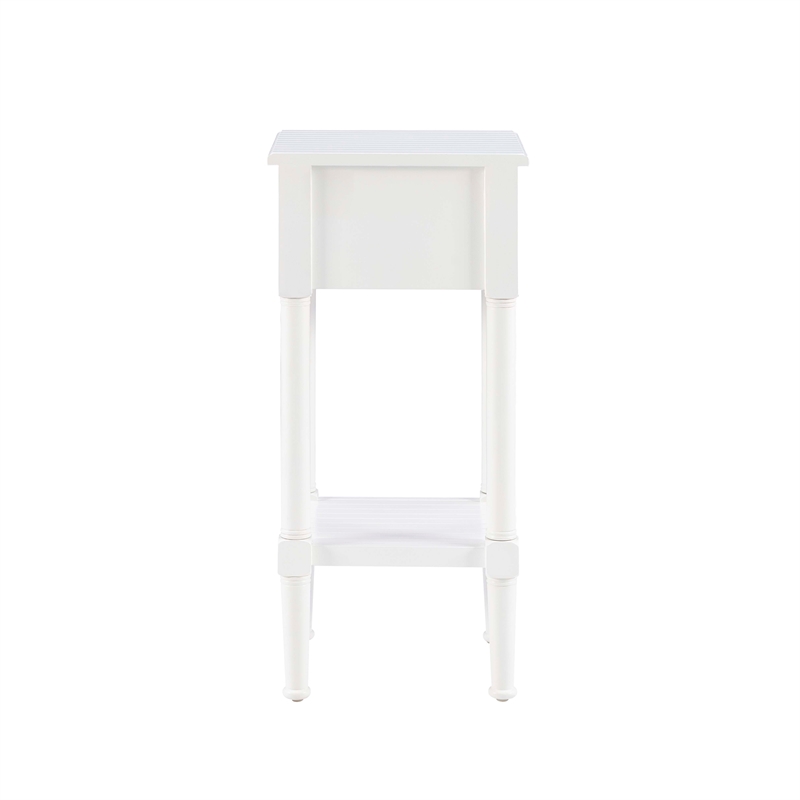 Linon Styers Wood End Table with Storage in White