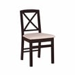 Linon Ervin Wood X-Back Set of 2 Dining Chairs Beige Padded Seats in Black