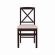 Linon Ervin Wood X-Back Set of 2 Dining Chairs Beige Padded Seats in Black