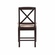 Linon Ervin Wood X-Back Set of 2 Dining Chairs Beige Padded Seats in Black