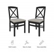 Linon Ervin Wood X-Back Set of 2 Dining Chairs Beige Padded Seats in Black