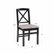 Linon Ervin Wood X-Back Set of 2 Dining Chairs Beige Padded Seats in Black
