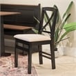 Linon Ervin Wood X-Back Set of 2 Dining Chairs Beige Padded Seats in Black