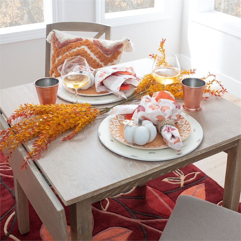 Linon Ervin Square Space Saving Drop Leaf Table in Washed Gray Rubberwood