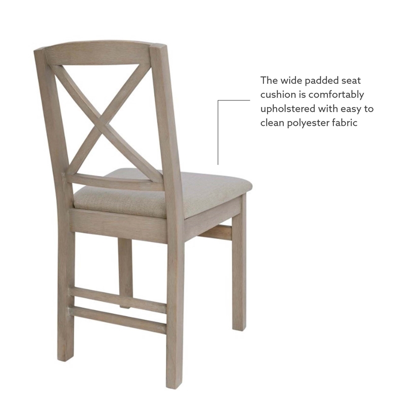 Linon Ervin Wood X-Back Set of Two Dining Chairs in Washed Gray