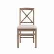 Linon Ervin Wood X-Back Set of Two Dining Chairs in Washed Gray
