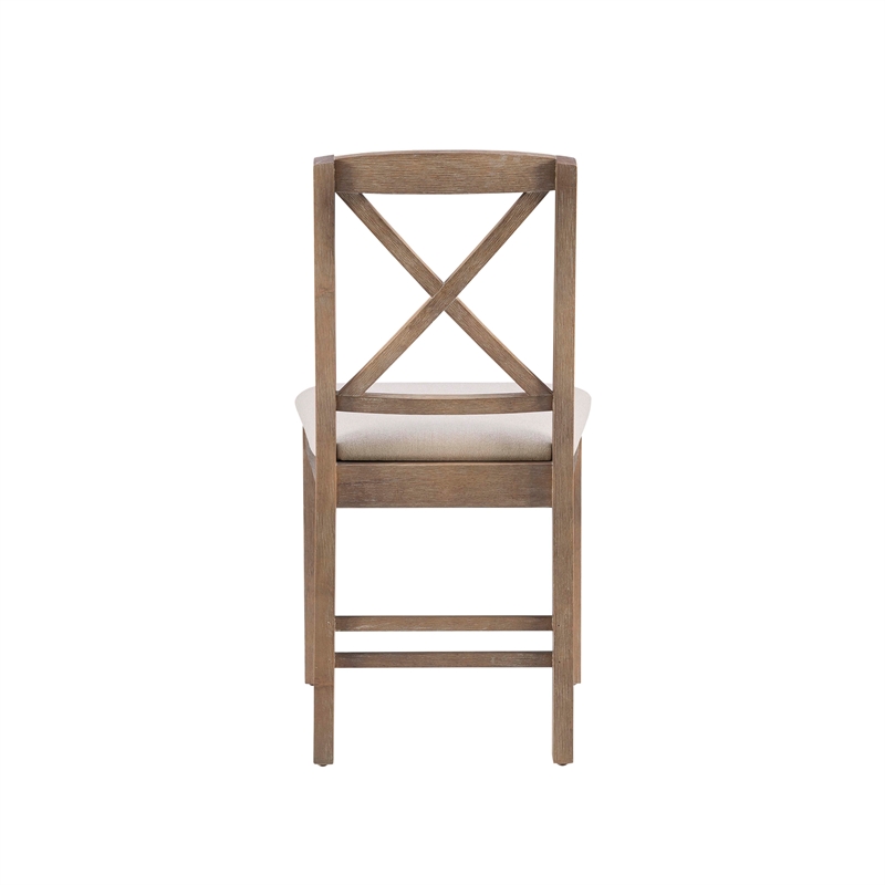Linon Ervin Wood X-Back Set of Two Dining Chairs in Washed Gray