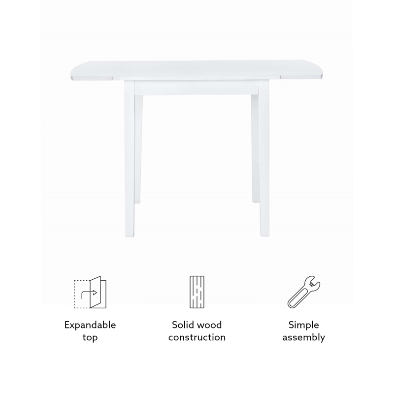 Linon Ervin Square Space Saving Drop Leaf Table in White Rubberwood