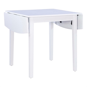 Linon Ervin Wood Square Drop Leaf Table in White