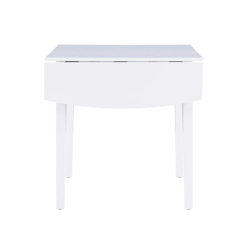 Linon Ervin Square Space Saving Drop Leaf Table in White Rubberwood