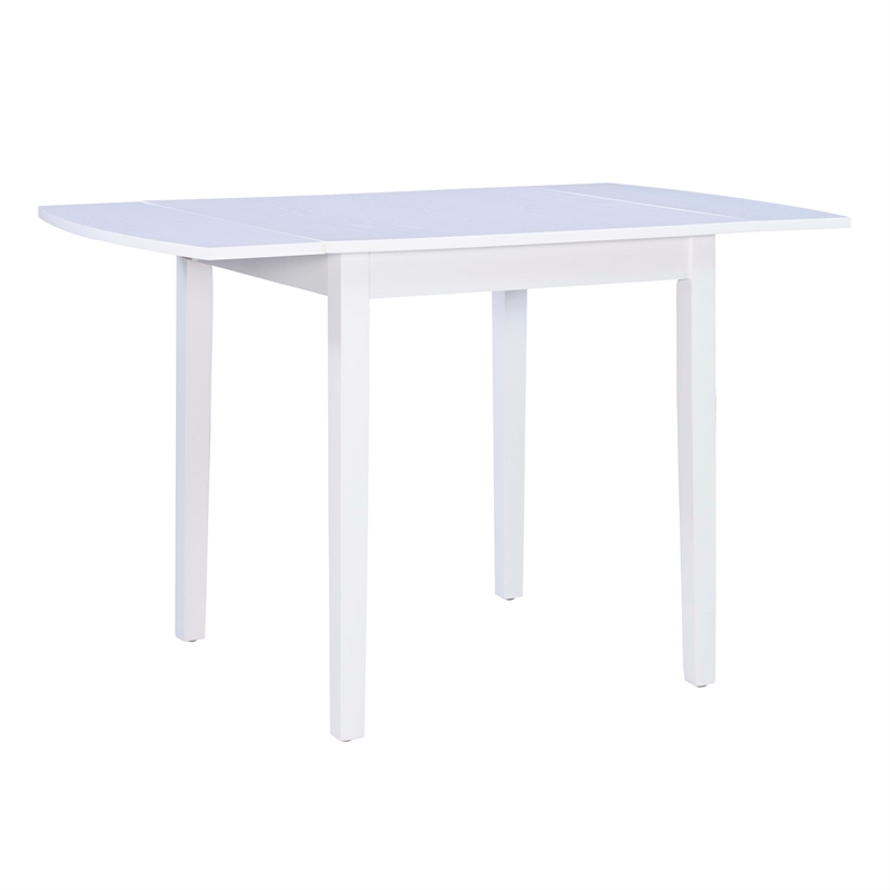 Linon Ervin Square Space Saving Drop Leaf Table in White Rubberwood