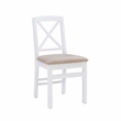 Linon Ervin Wood X-Back Set of 2 Dining Chairs Beige Padded Seat in White Finish