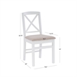 Linon Ervin Wood X-Back Set of 2 Dining Chairs Beige Padded Seat in White Finish