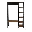 Linon Austin Sturdy Rustic Hall Tree 6 Wood Shelves 4 Hooks Metal Frame in Black
