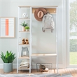 Linon Austin Sturdy Rustic Hall Tree 6 Wood Shelves 4 Hooks Metal Frame in White