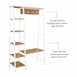 Linon Austin Sturdy Rustic Hall Tree 6 Wood Shelves 4 Hooks Metal Frame in White