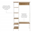 Linon Austin Sturdy Rustic Hall Tree 6 Wood Shelves 4 Hooks Metal Frame in White