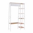 Linon Austin Sturdy Rustic Hall Tree 6 Wood Shelves 4 Hooks Metal Frame in White