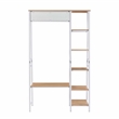 Linon Austin Sturdy Rustic Hall Tree 6 Wood Shelves 4 Hooks Metal Frame in White