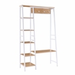 Linon Austin Sturdy Rustic Hall Tree 6 Wood Shelves 4 Hooks Metal Frame in White