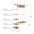 Linon Austin Sturdy Rustic Hall Tree 6 Wood Shelves 4 Hooks Metal Frame in White