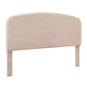 linon tristan king sherpa upholstered rounded headboard in off white