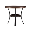 Linon Franklin Counter Height Table Metal Legs Wood Top & Shelf in Umber Brown