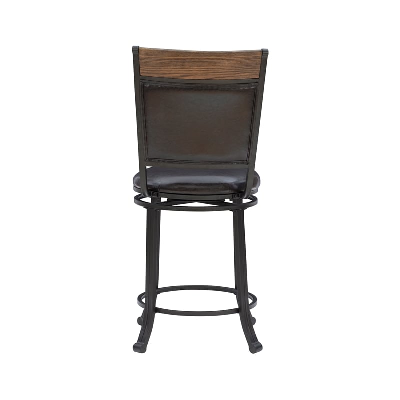 Linon Franklin Wood/Steel 5 Pce Faux Leather Counter Height Dining Set in Brown