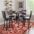 Linon Franklin Wood/Steel 5 Pce Faux Leather Counter Height Dining Set in Brown