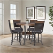 Linon Franklin Wood/Steel 5 Pce Faux Leather Counter Height Dining Set in Brown