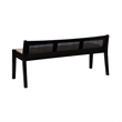 Linon Memphis Wood Bench Woven Cane Back Beige Padded Seat in Black Finish