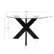 Linon Hale Dining Table Criss Cross Base and Round Glass Top in Black Wood