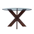 Linon Hale 5 Pce Dining Set Gray Fabric Chairs Round Glass Top in Espresso Wood