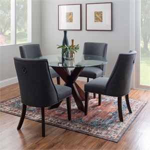 linon hale wood and glass five piece dining set in espresso and gray