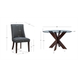 Linon Hale 5 Pce Dining Set Gray Fabric Chairs Round Glass Top in Espresso Wood