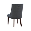 Linon Hale 5 Pce Dining Set Gray Fabric Chairs Round Glass Top in Espresso Wood