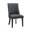 Linon Hale 5 Pce Dining Set Gray Fabric Chairs Round Glass Top in Espresso Wood