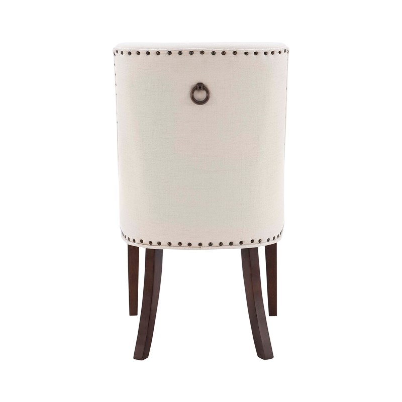 Linon Hale 5 Pce Dining Set Natural Fabric Chairs Glass Top in Espresso Wood