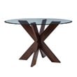 Linon Hale 5 Pce Dining Set Natural Fabric Chairs Glass Top in Espresso Wood