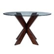 Linon Hale 5 Pce Dining Set Natural Fabric Chairs Glass Top in Espresso Wood