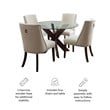 Linon Hale 5 Pce Dining Set Natural Fabric Chairs Glass Top in Espresso Wood