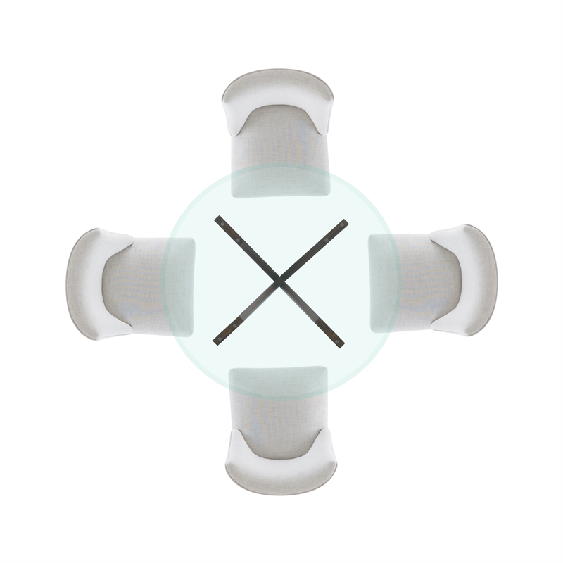 Linon Hale 5 Pce Dining Set Natural Fabric Chairs Glass Top in Espresso Wood