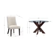 Linon Hale 5 Pce Dining Set Natural Fabric Chairs Glass Top in Espresso Wood