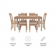 Linon Brit 7 Piece Wood Dining Set Crisscrossed Back Chairs in Natural Brown