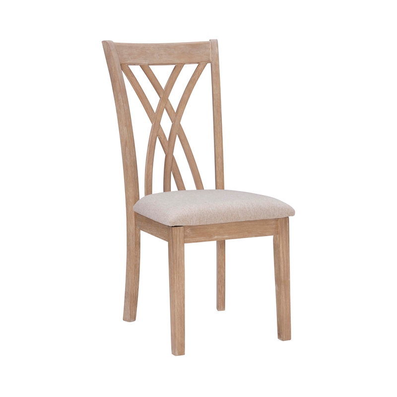 Linon Brit 7 Piece Wood Dining Set Crisscrossed Back Chairs in Natural Brown