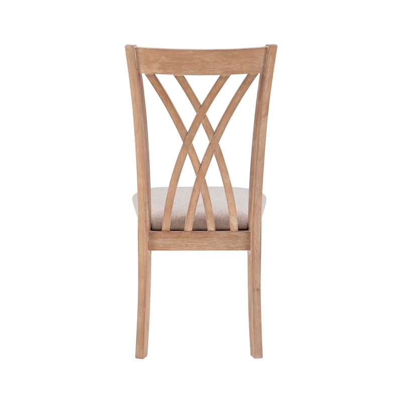 Linon Brit 7 Piece Wood Dining Set Crisscrossed Back Chairs in Natural Brown