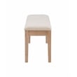 Linon Miles Sturdy Wood Bench Light Beige Padded Seat in Natural Lacquer Finish