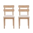 Linon Miles Wood Set of 2 Upholstered Ladder Back Dining Chairs in Natural Brown