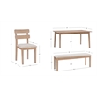Linon Miles Six Piece Upholstered Dining Set with Bench in Natural Wood Finish