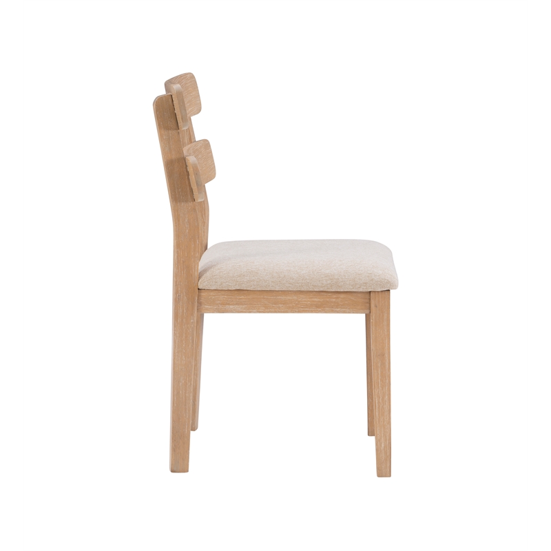 Linon Miles Six Piece Upholstered Dining Set with Bench in Natural Wood Finish